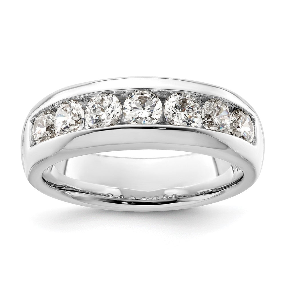 14K White Gold 7-Stone 1 carat Round Diamond Complete Channel Band