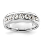 14K White Gold 7-Stone 1 carat Round Diamond Complete Channel Band