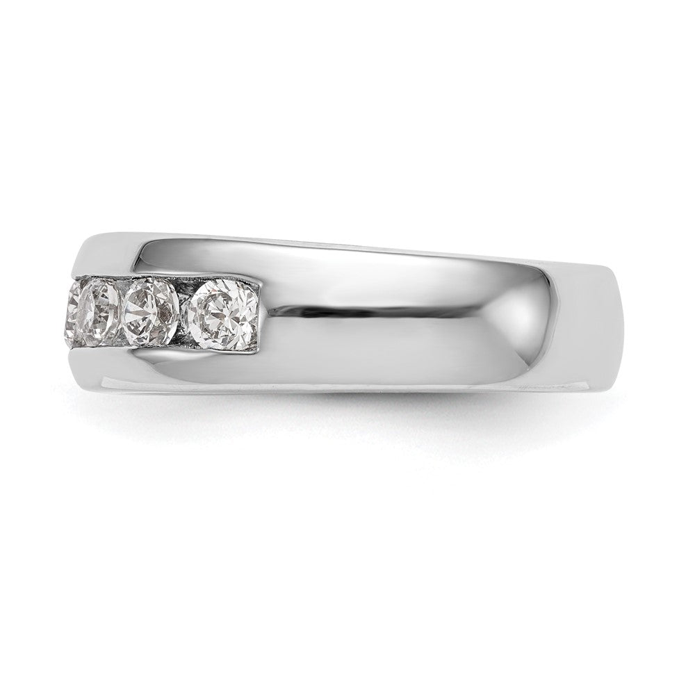 14K White Gold 7-Stone 1.25 carat Round Diamond Complete Channel Band