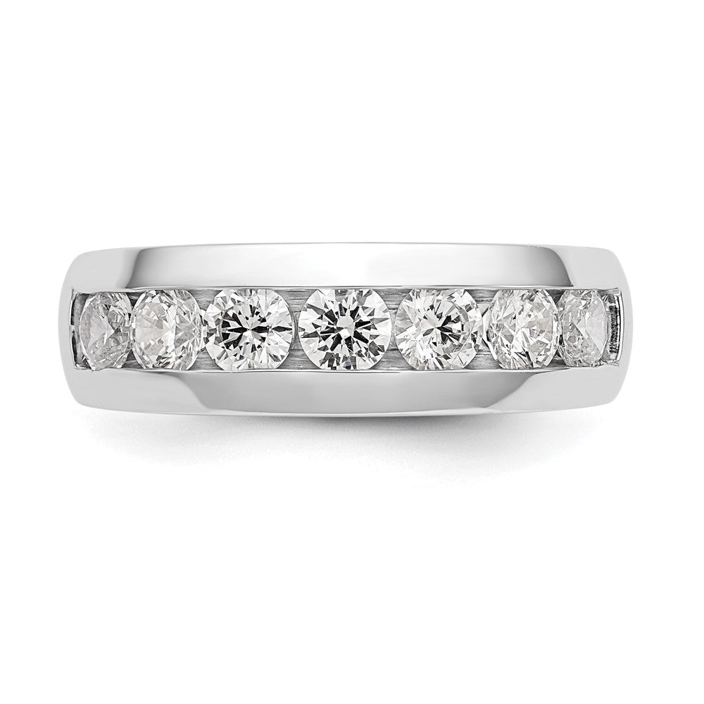 14K White Gold 7-Stone 1.25 carat Round Diamond Complete Channel Band