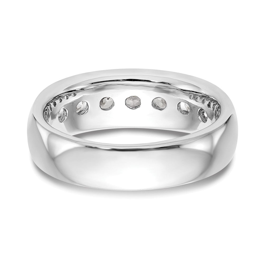 14K White Gold 7-Stone 1.25 carat Round Diamond Complete Channel Band