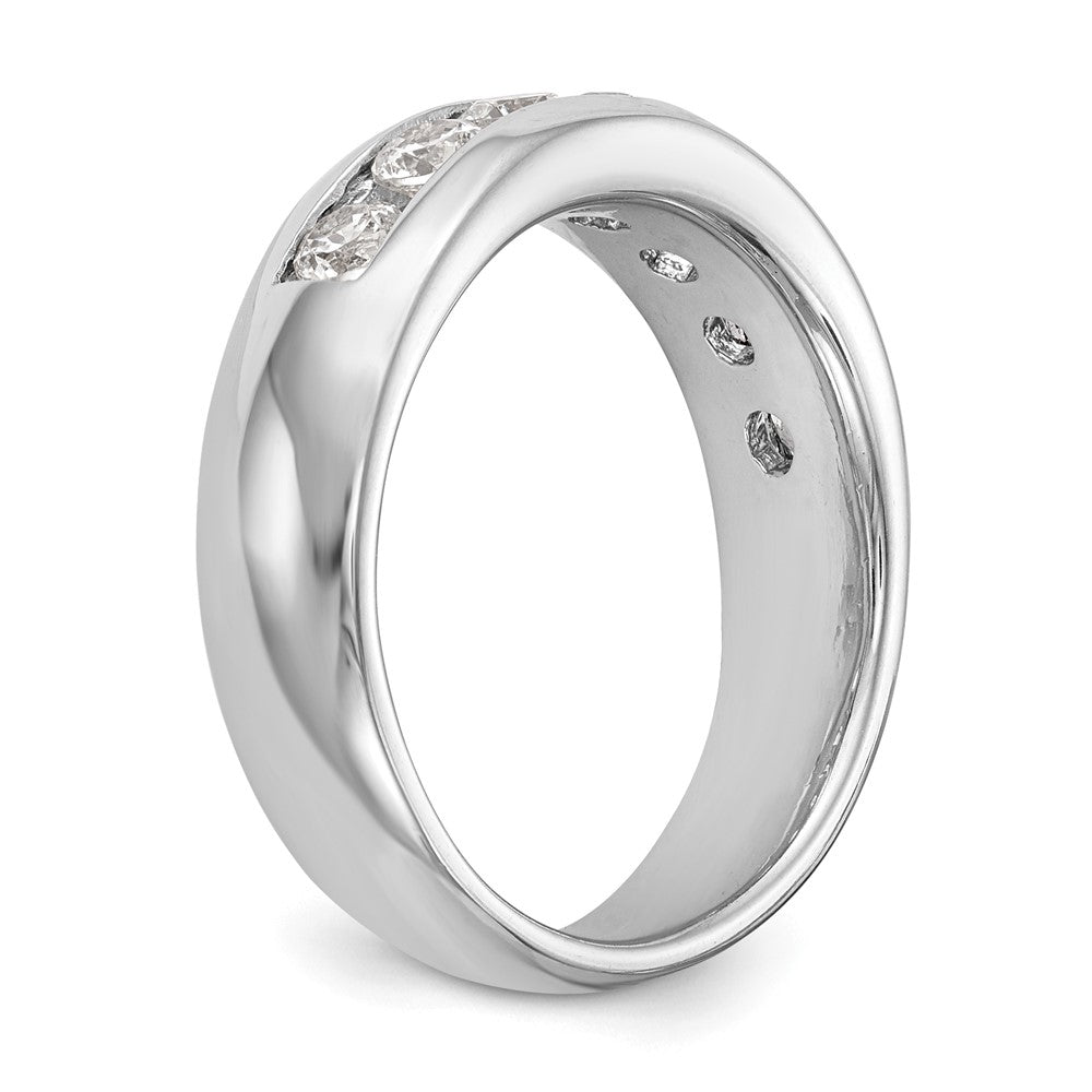 14K White Gold 7-Stone 1.25 carat Round Diamond Complete Channel Band