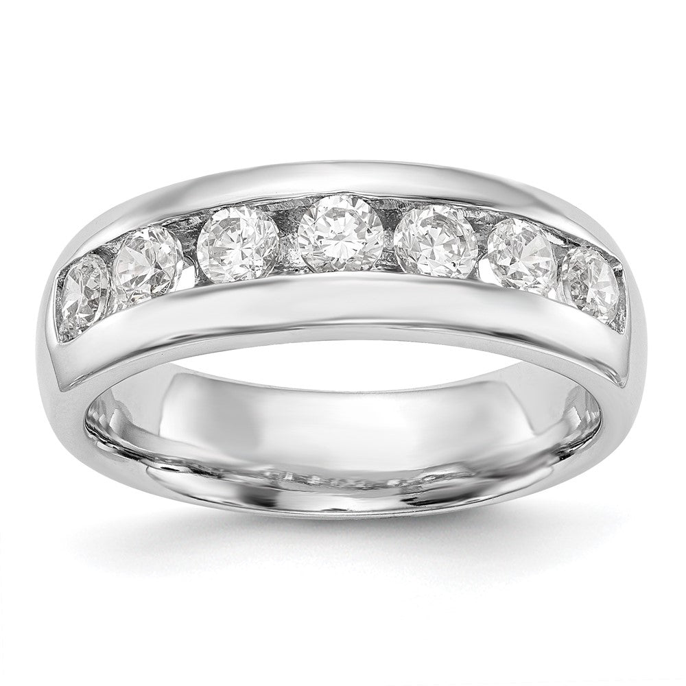 14K White Gold 7-Stone 1.25 carat Round Diamond Complete Channel Band