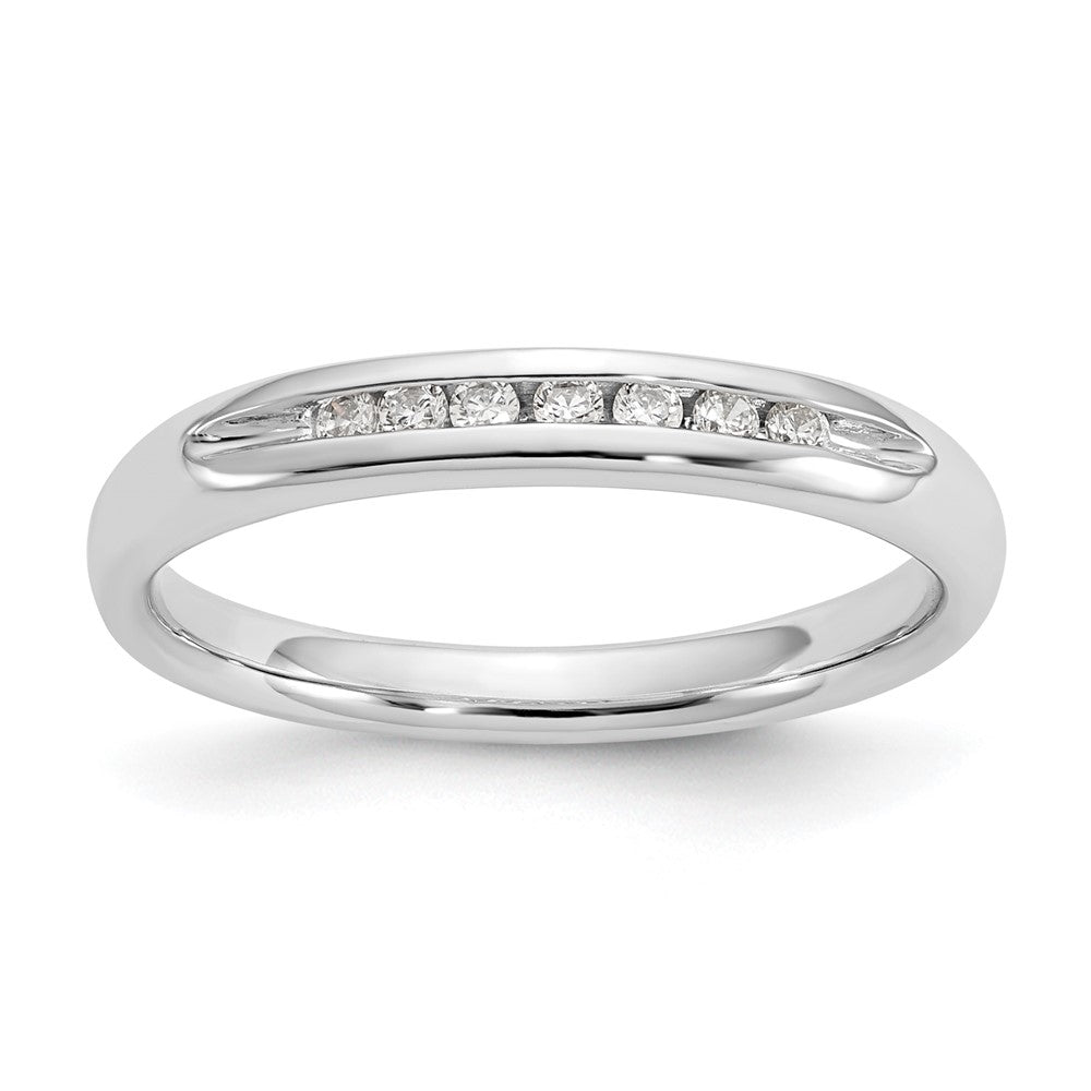 14K White Gold 7-Stone 1/10 carat Round Diamond Complete Channel Band