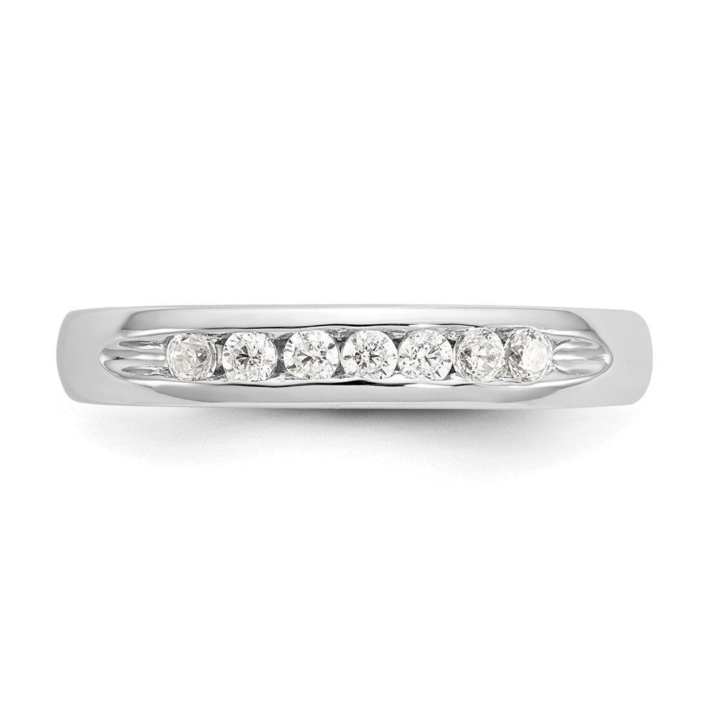 14K White Gold 7-Stone 1/5 carat Round Diamond Complete Channel Band