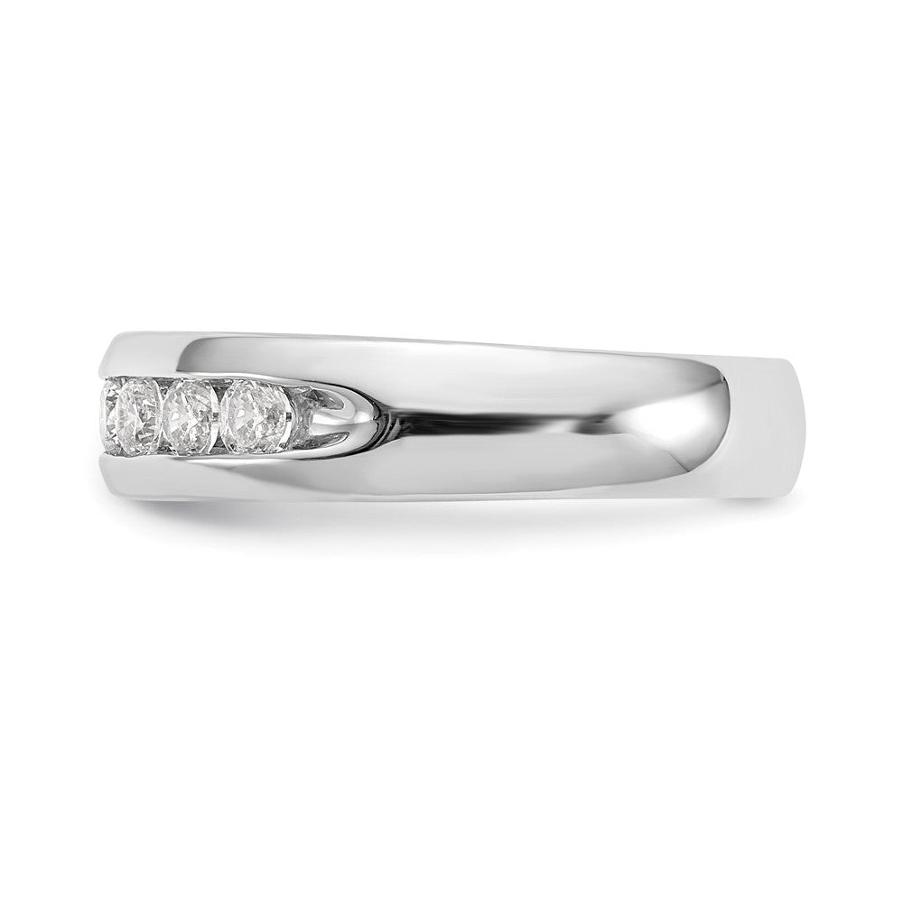 14K White Gold 7-Stone 1/2 carat Round Diamond Complete Channel Band