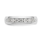 14K White Gold 7-Stone 1/2 carat Round Diamond Complete Channel Band