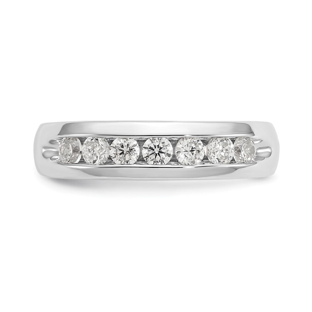 14K White Gold 7-Stone 1/2 carat Round Diamond Complete Channel Band
