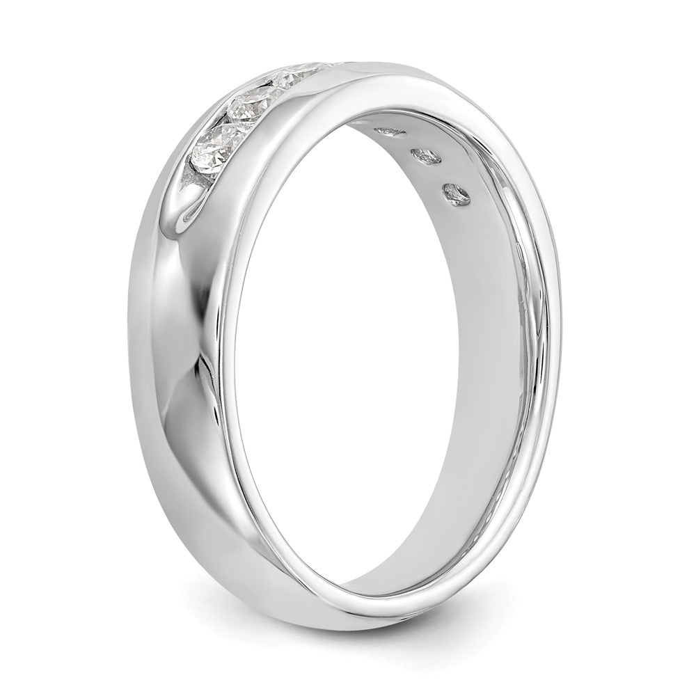14K White Gold 7-Stone 1/2 carat Round Diamond Complete Channel Band
