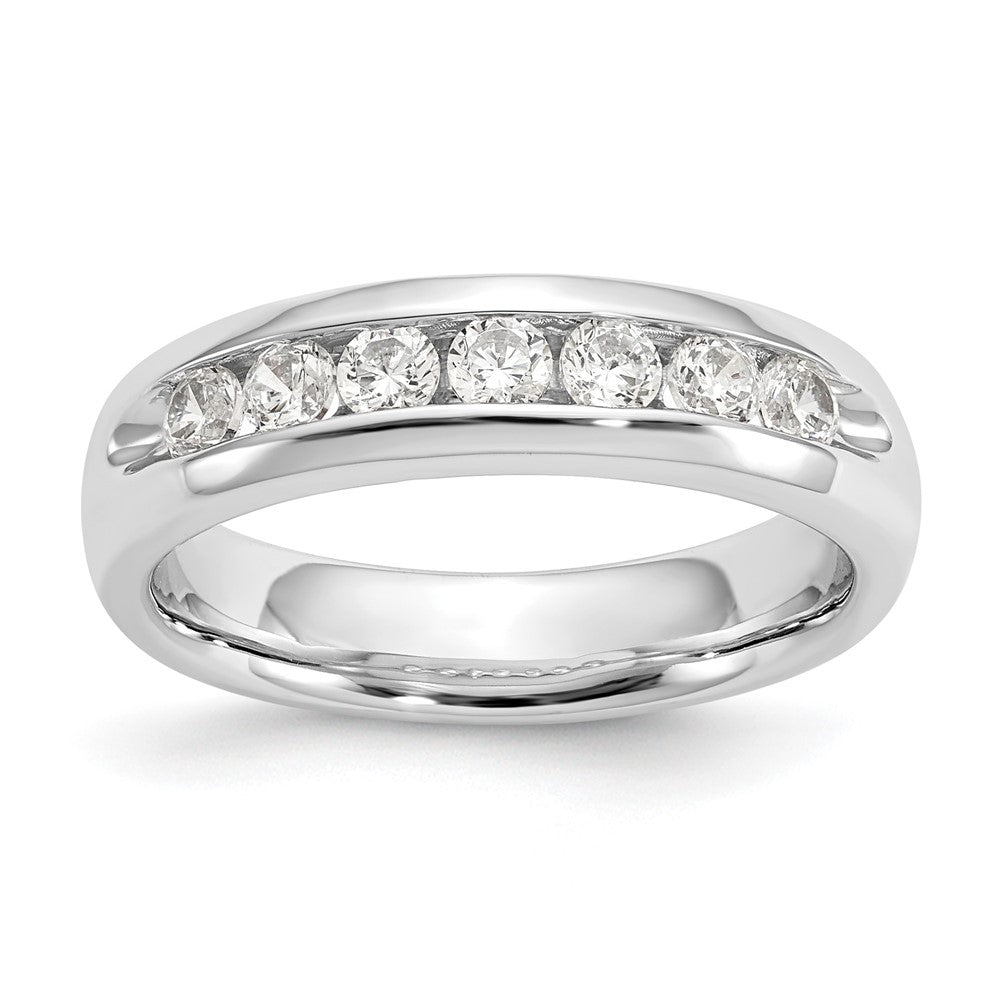 14K White Gold 7-Stone 1/2 carat Round Diamond Complete Channel Band