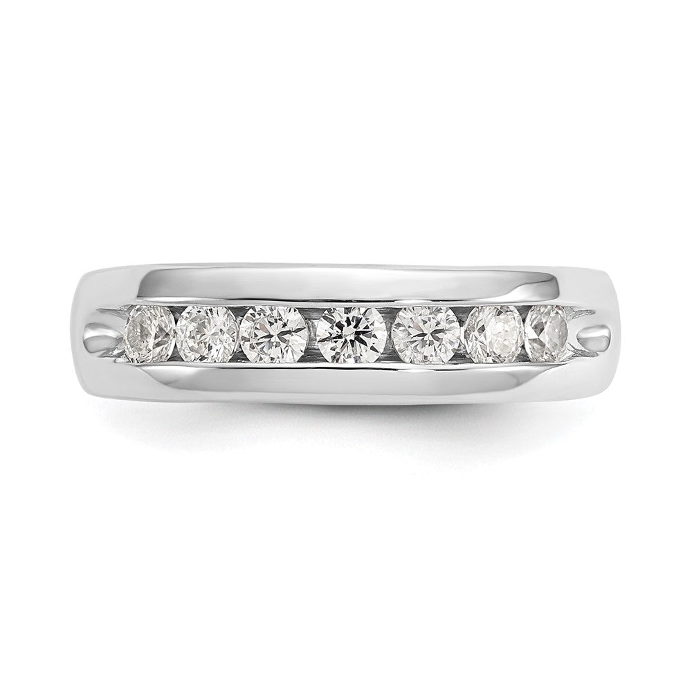 14K White Gold 7-Stone 1/2 carat Round Diamond Complete Channel Band