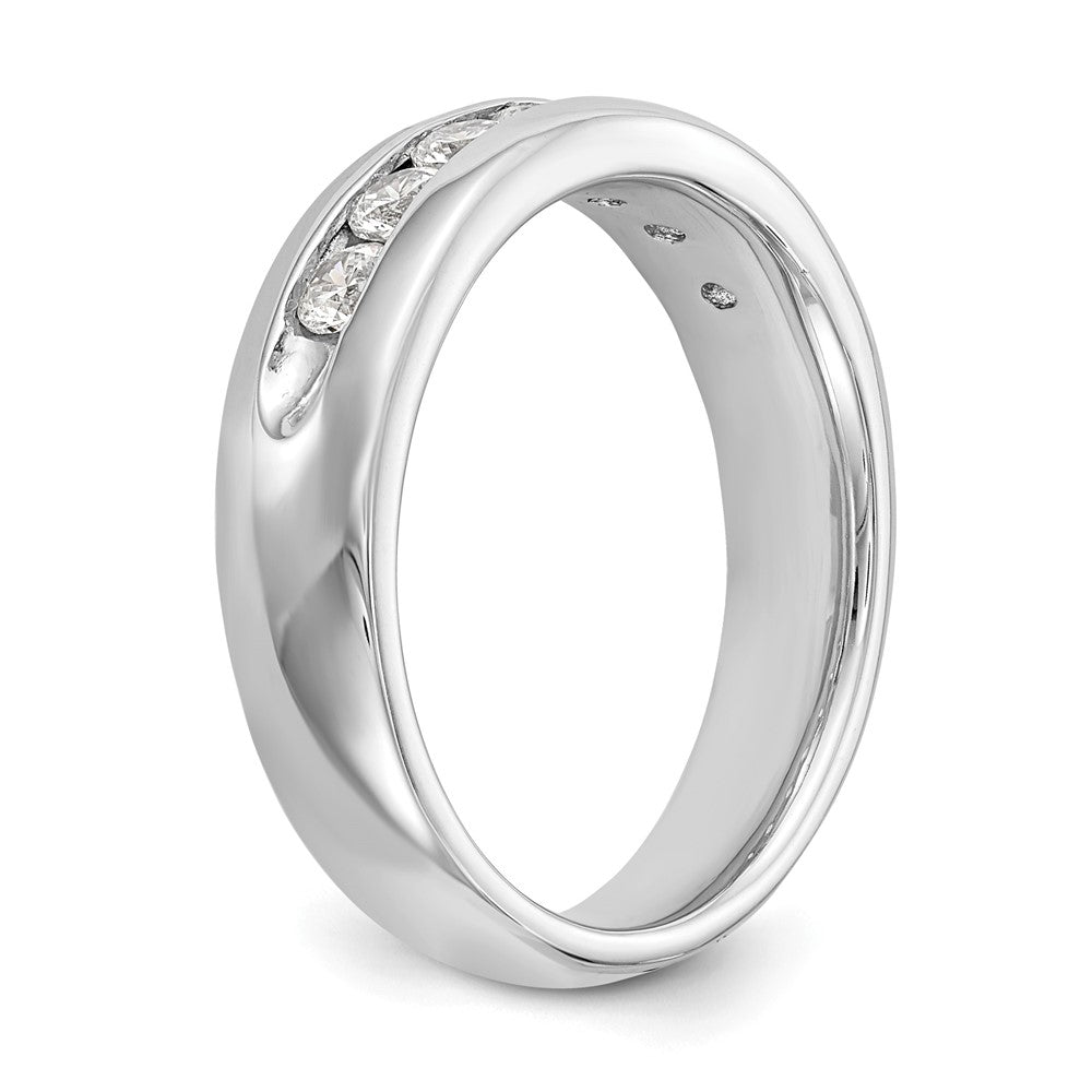 14K White Gold 7-Stone 1/2 carat Round Diamond Complete Channel Band