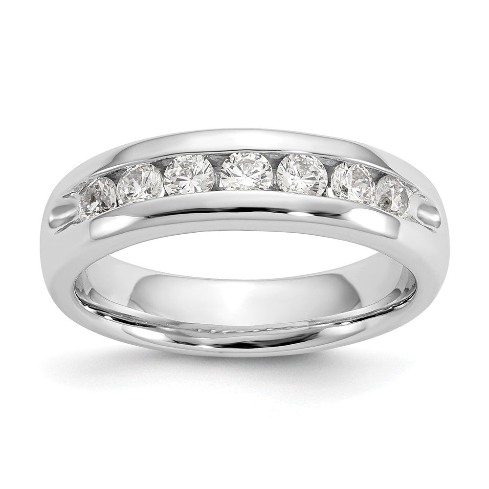 14K White Gold 7-Stone 1/2 carat Round Diamond Complete Channel Band