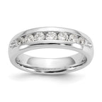 14K White Gold 7-Stone 1/2 carat Round Diamond Complete Channel Band
