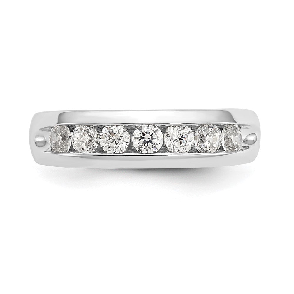 14K White Gold 7-Stone 5/8 carat Round Diamond Complete Channel Band
