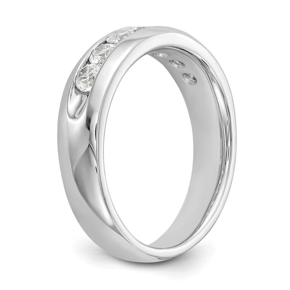 14K White Gold 7-Stone 5/8 carat Round Diamond Complete Channel Band
