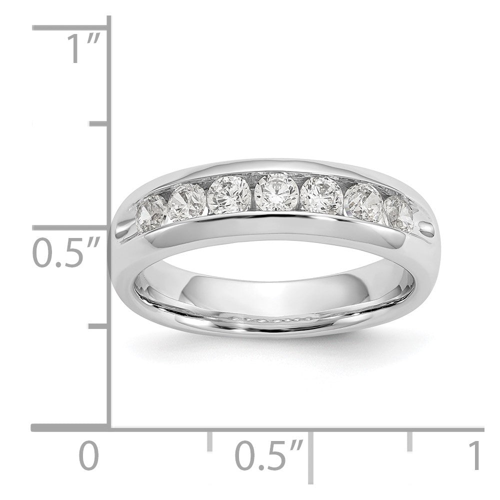 14K White Gold 7-Stone 5/8 carat Round Diamond Complete Channel Band