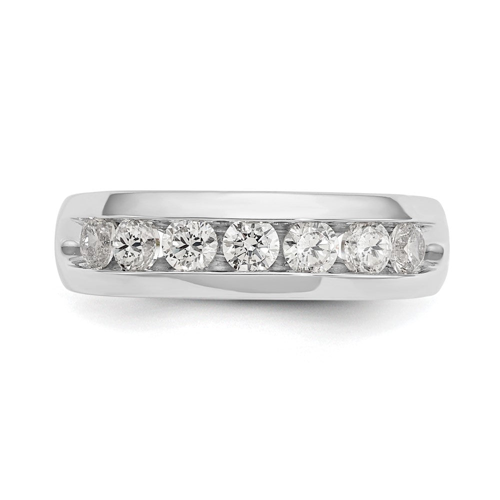 14K White Gold 7-Stone 3/4 carat Round Diamond Complete Channel Band