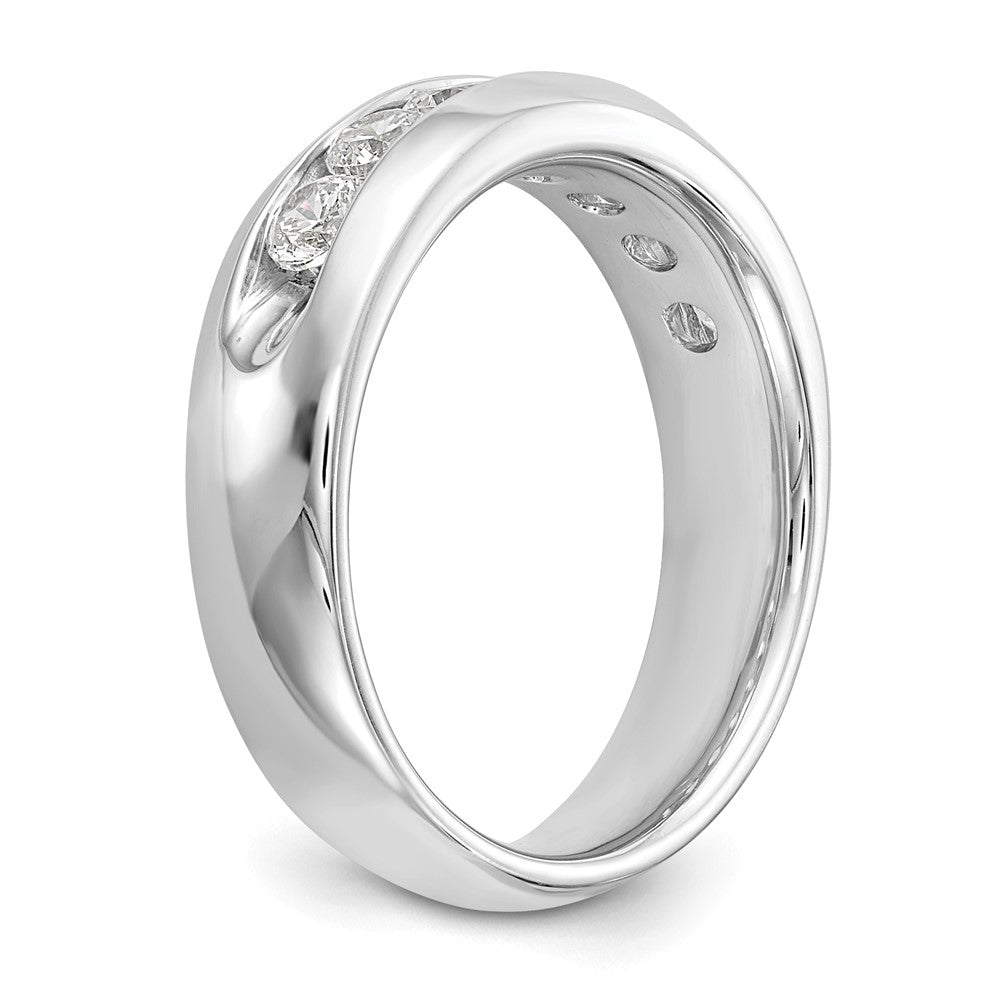 14K White Gold 7-Stone 3/4 carat Round Diamond Complete Channel Band