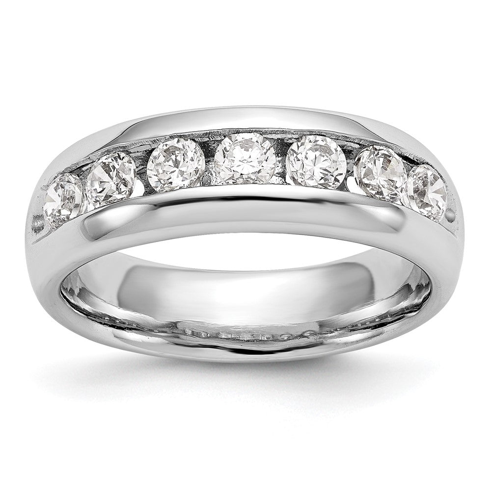 14K White Gold 7-Stone 1 carat Round Diamond Complete Channel Band
