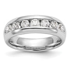14K White Gold 7-Stone 1 carat Round Diamond Complete Channel Band