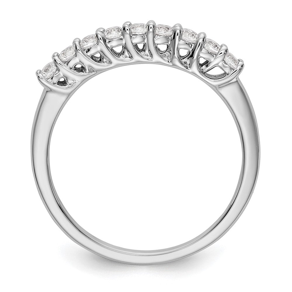 14K White Gold 9-Stone Shared Prong 1/3 carat Complete Round Diamond Band