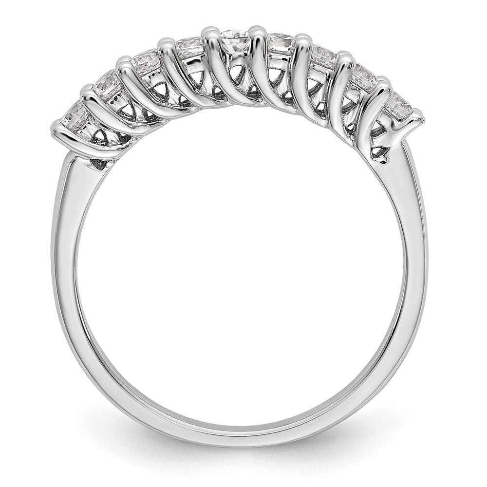 14K White Gold 9-Stone Shared Prong 1/2 carat Complete Round Diamond Band