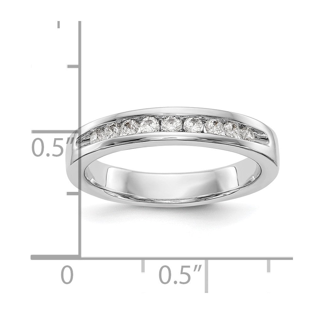 14K White Gold 9-Stone 1/4 carat Round Diamond Complete Channel Band