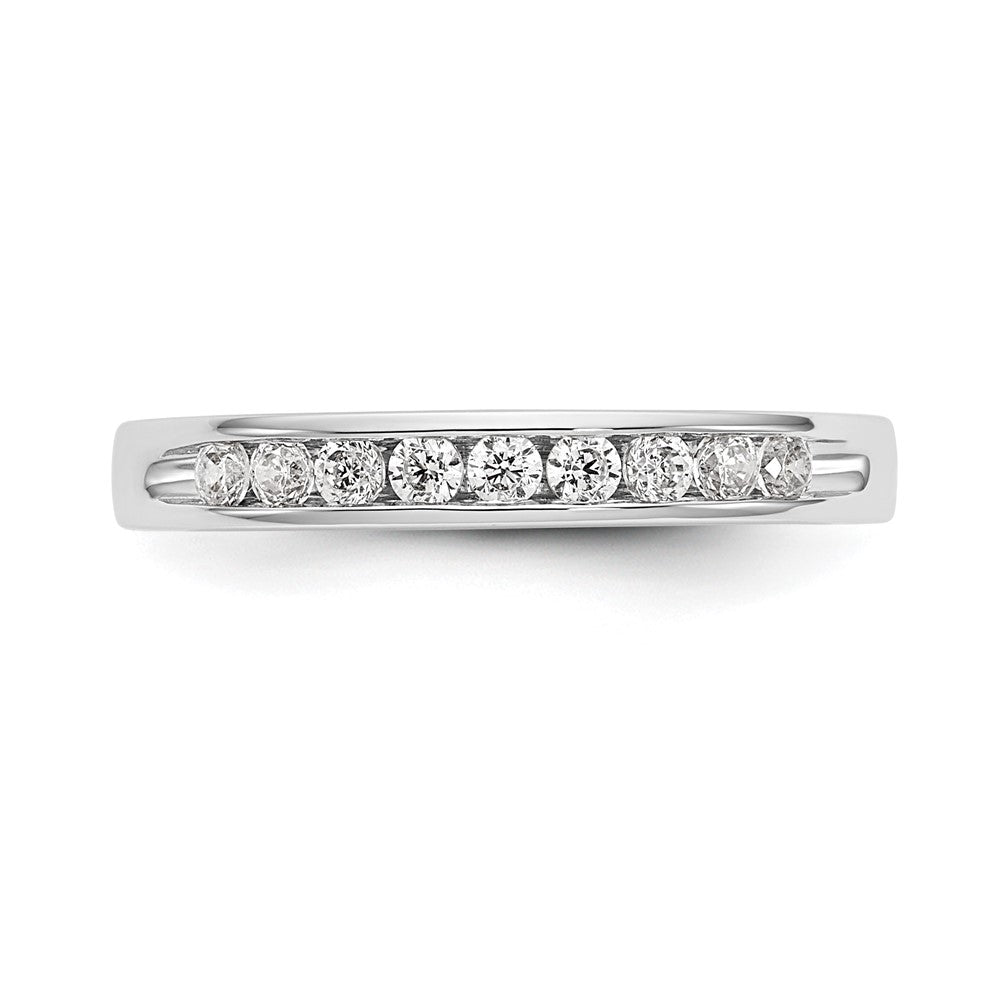 14K White Gold 9-Stone 1/3 carat Round Diamond Complete Channel Band