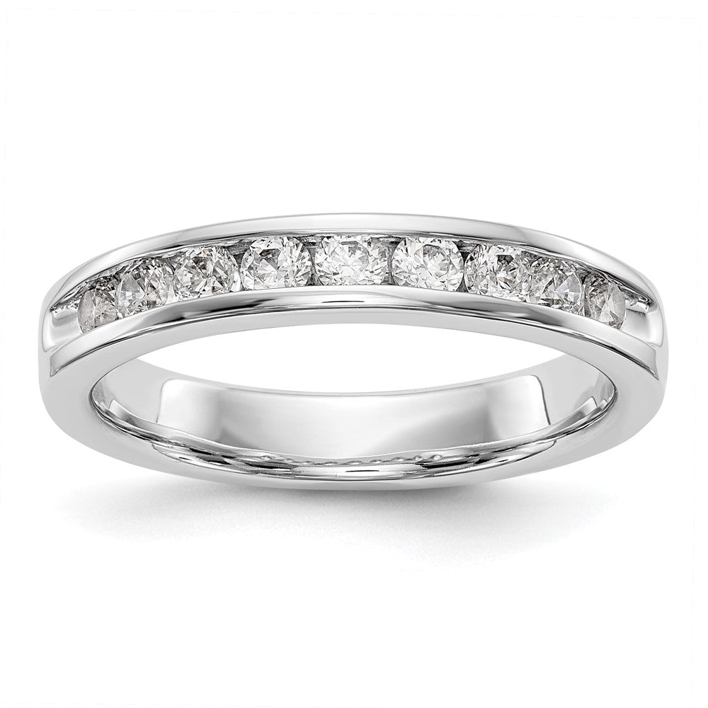 14K White Gold 9-Stone 1/2 carat Round Diamond Complete Channel Band