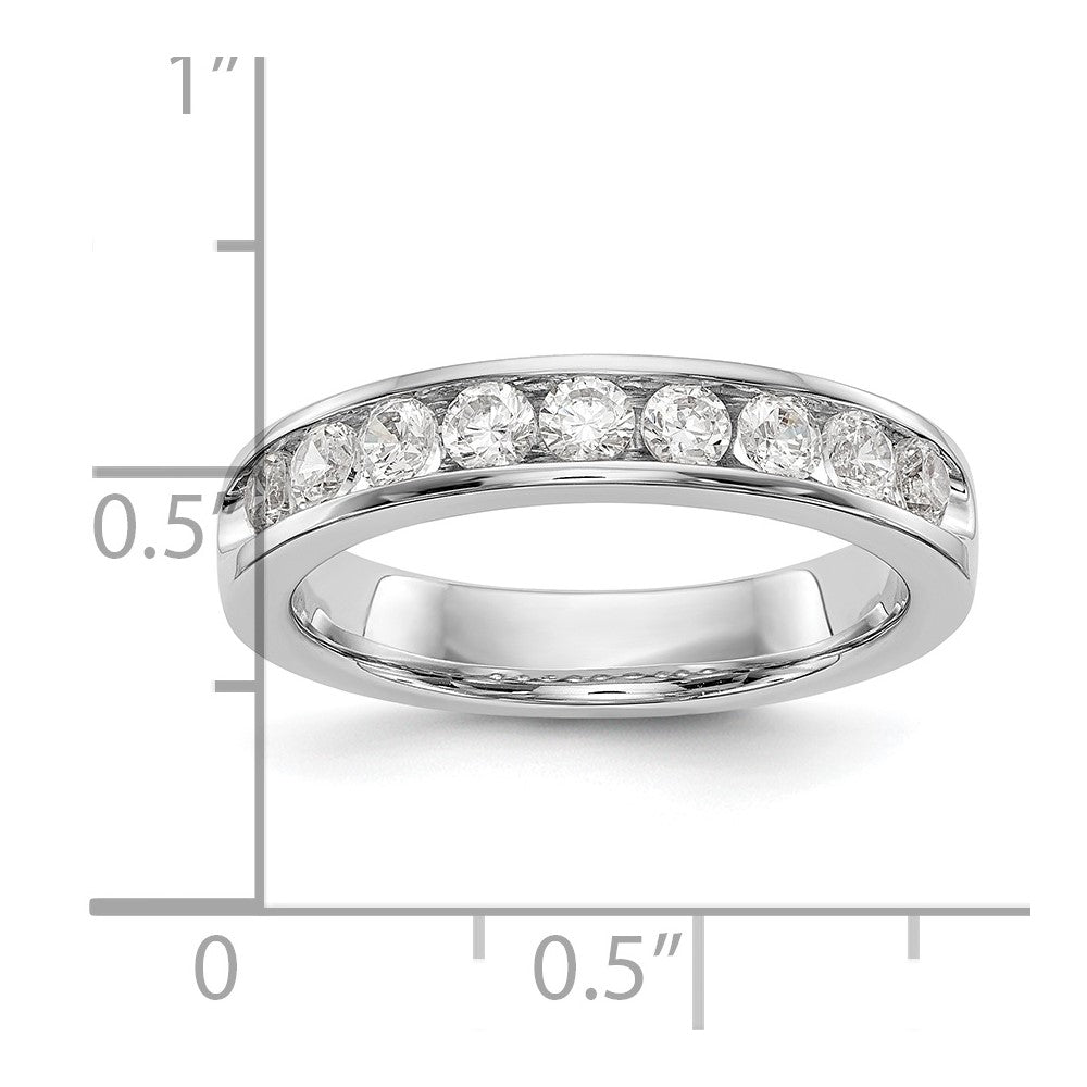 14K White Gold 9-Stone 3/4 carat Round Diamond Complete Channel Band