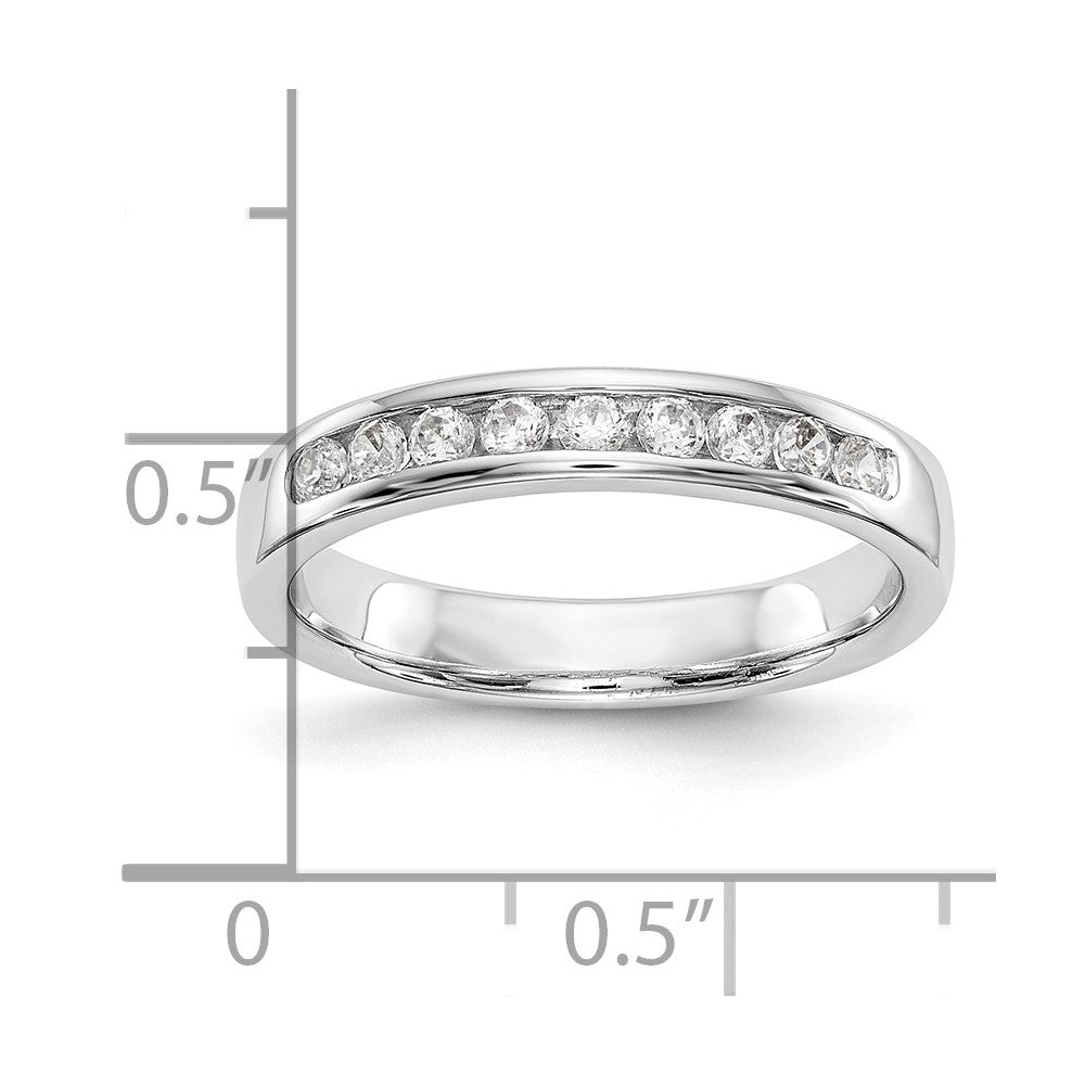 14K White Gold 9-Stone 1/4 carat Round Diamond Complete Channel Band