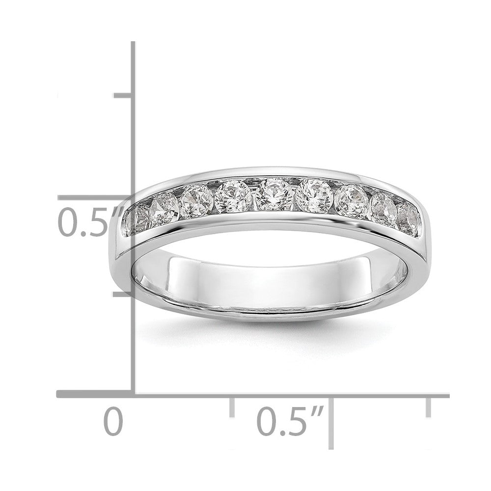 14K White Gold 9-Stone 1/2 carat Round Diamond Complete Channel Band