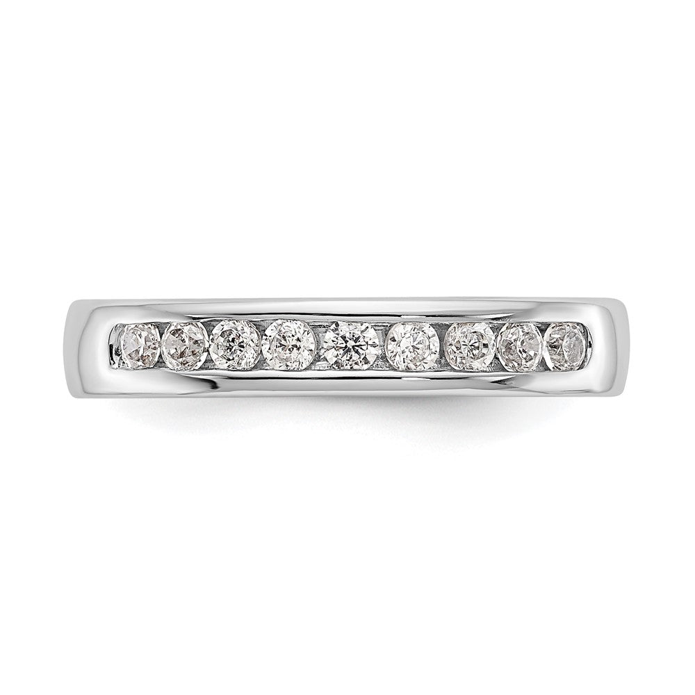 14K White Gold 9-Stone 3/4 carat Round Diamond Complete Channel Band