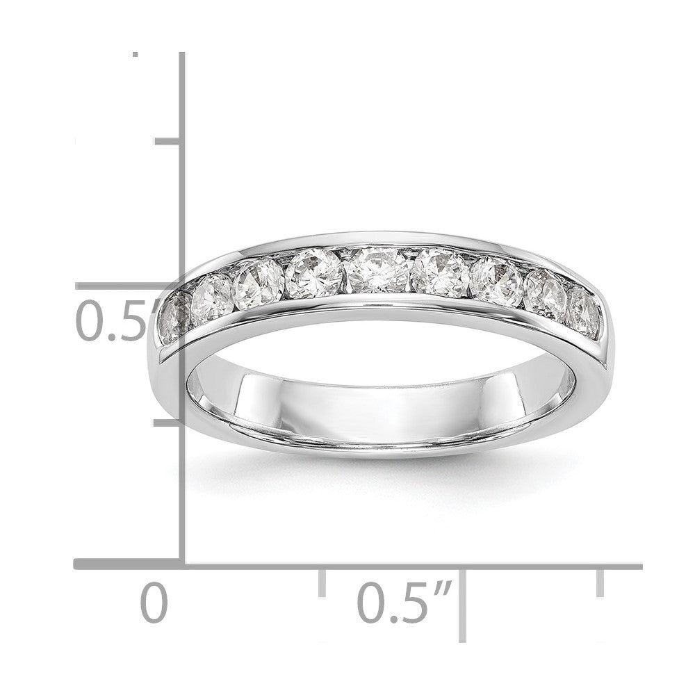 14K White Gold 9-Stone 3/4 carat Round Diamond Complete Channel Band
