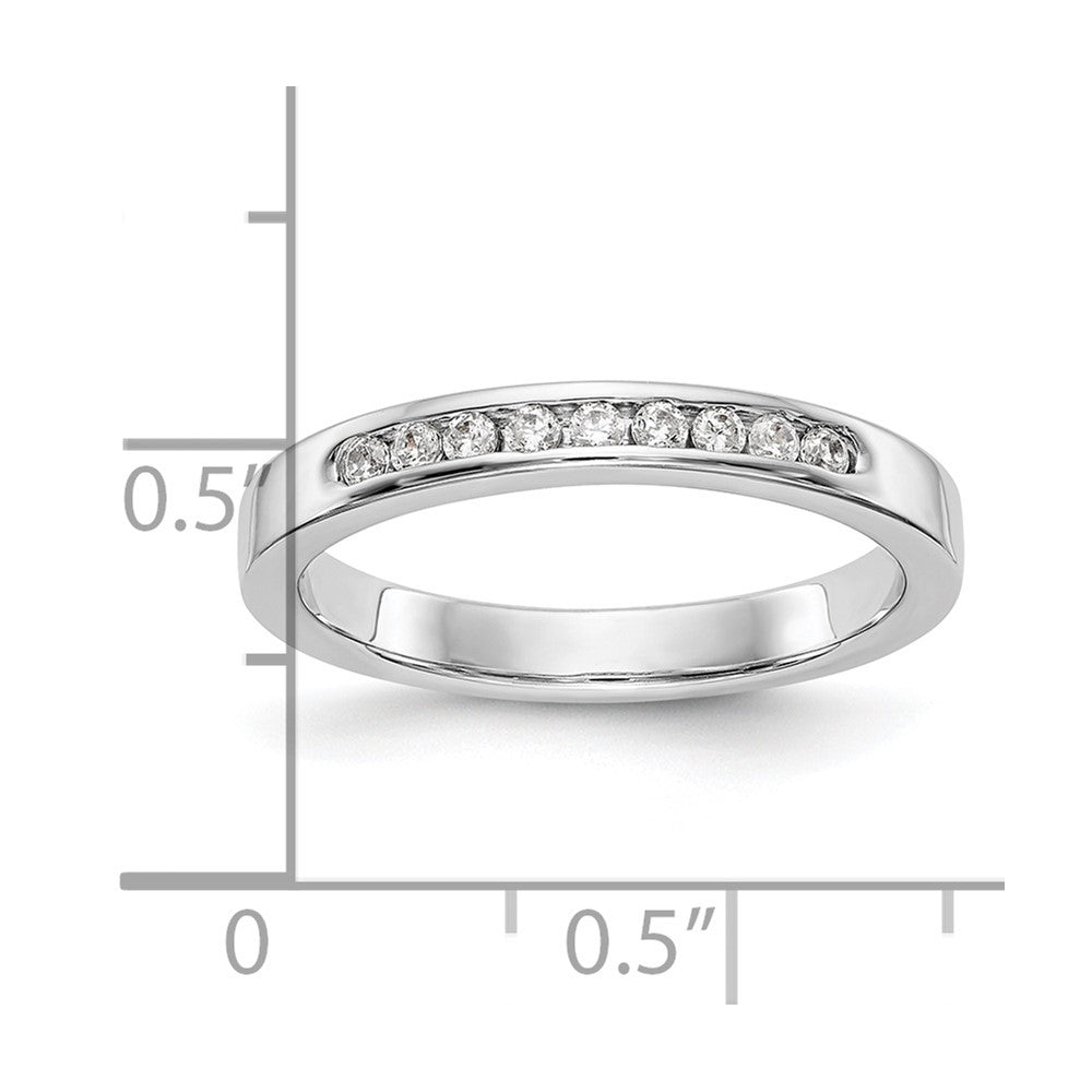 14K White Gold 9-Stone 1/5 carat Round Diamond Complete Channel Band
