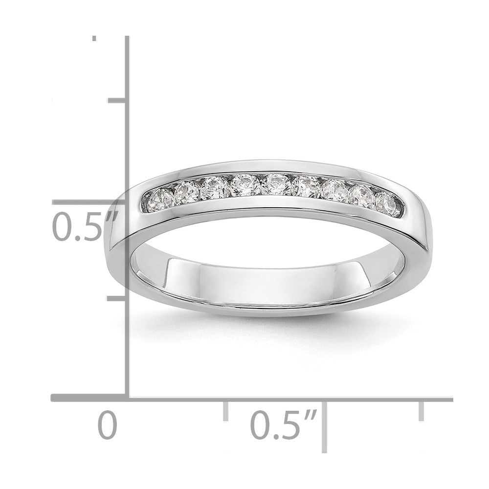 14K White Gold 9-Stone 1/4 carat Round Diamond Complete Channel Band