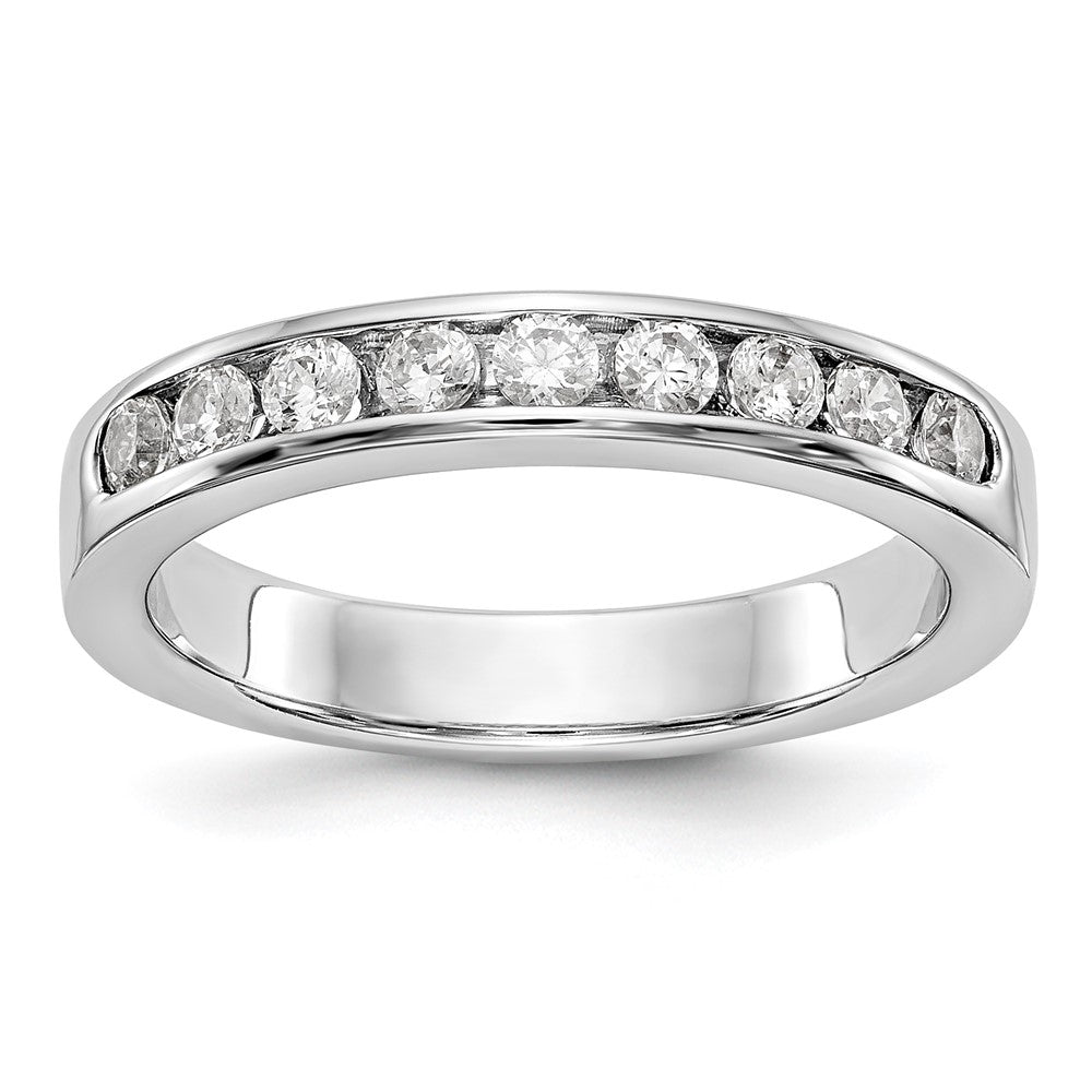 14K White Gold 9-Stone 1/2 carat Round Diamond Complete Channel Band