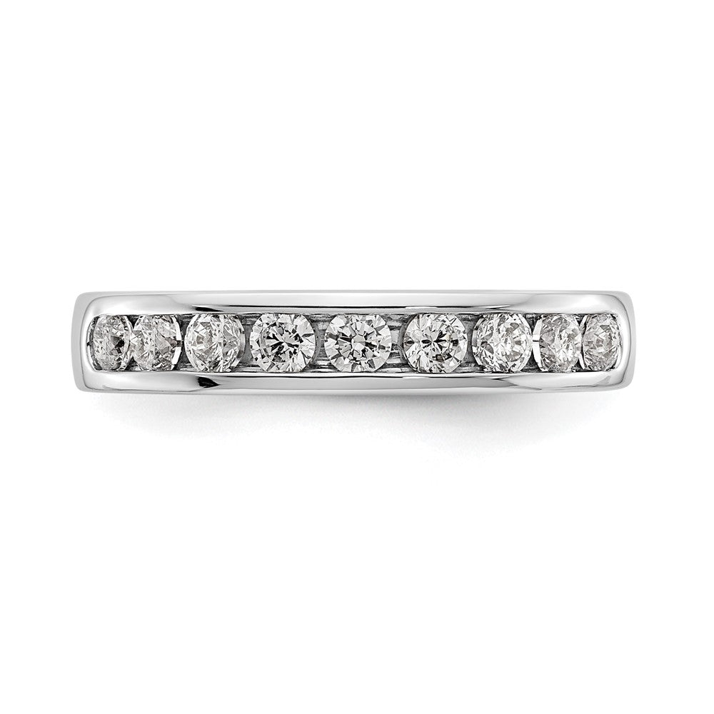 14K White Gold 9-Stone 1/2 carat Round Diamond Complete Channel Band