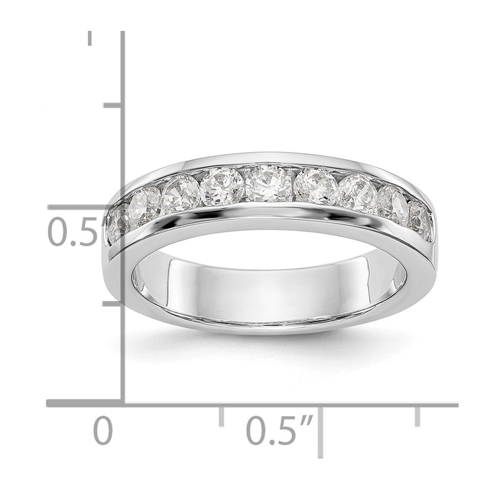 14K White Gold 9-Stone 7/8 carat Round Diamond Complete Channel Band