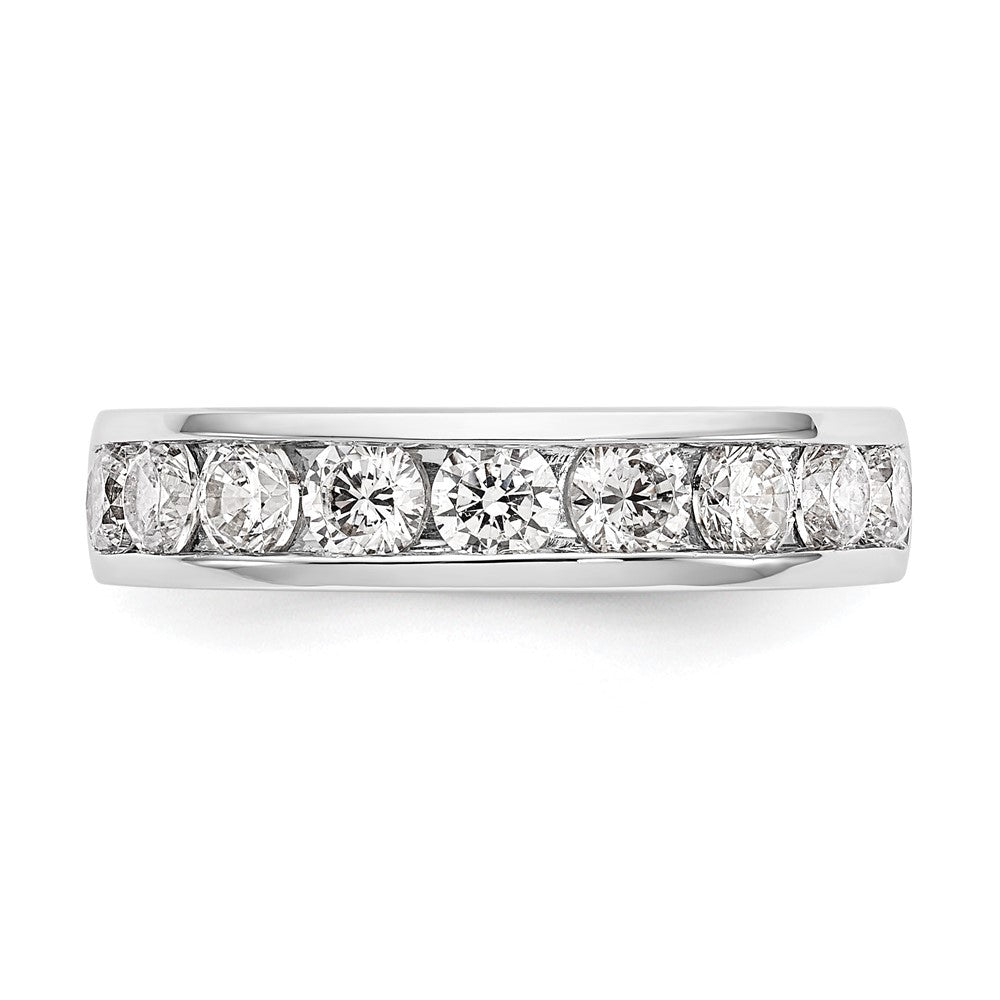 14K White Gold 9-Stone 1.3 carat AAA Round Diamond Complete Channel Band