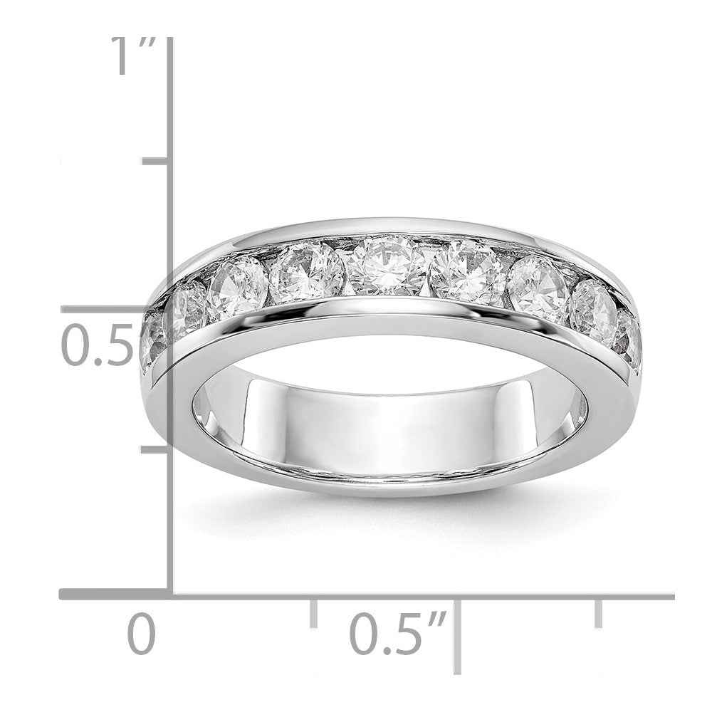 14K White Gold 9-Stone 1.3 carat AAA Round Diamond Complete Channel Band