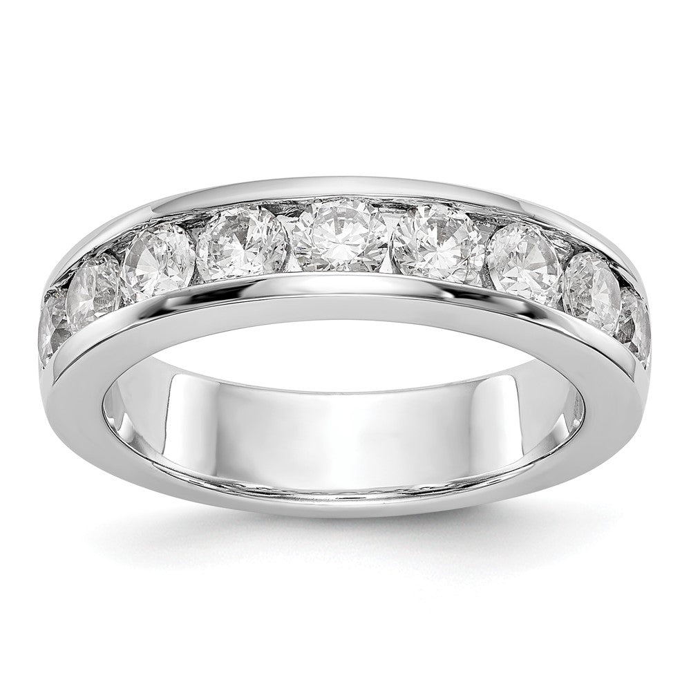 14K White Gold 9-Stone 1.3 carat AAA Round Diamond Complete Channel Band