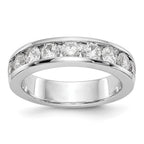 14K White Gold 9-Stone 1.3 carat AAA Round Diamond Complete Channel Band