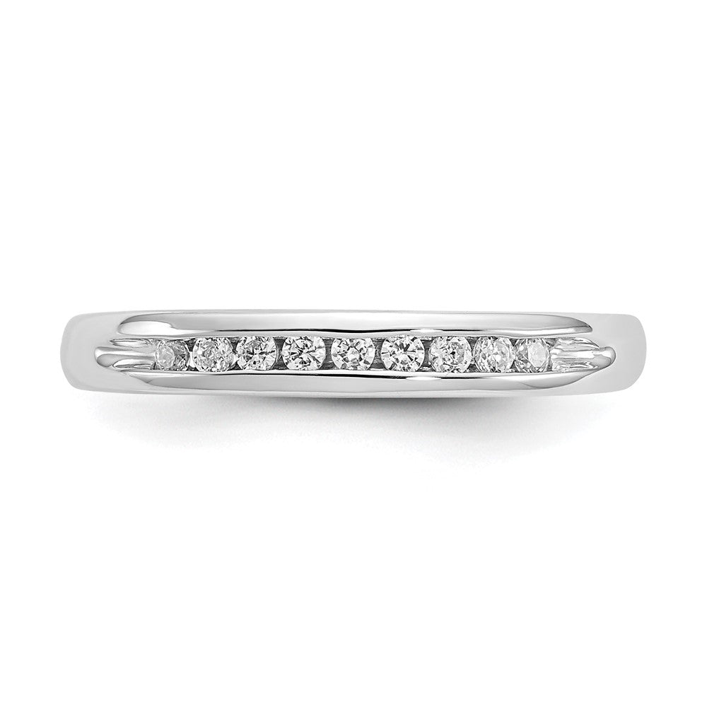 14K White Gold 9-Stone 1/8 carat Round Diamond Complete Channel Band