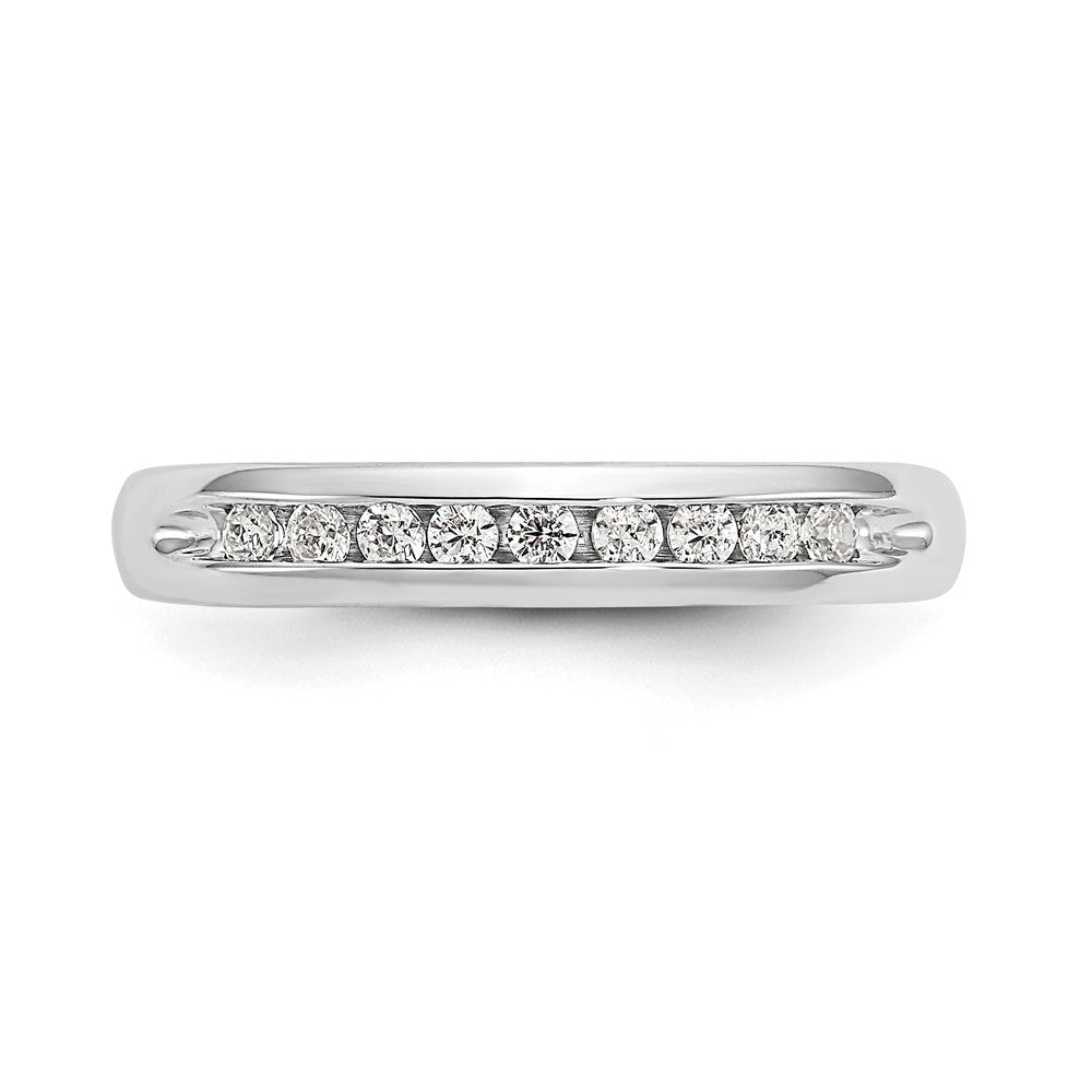 14K White Gold 9-Stone 1/5 carat Round Diamond Complete Channel Band
