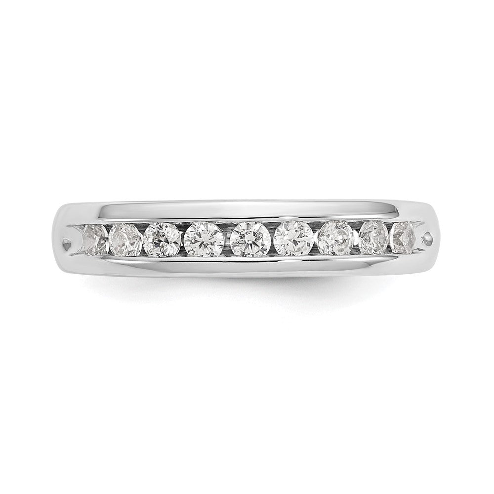 14K White Gold 9-Stone 3/8 carat Round Diamond Complete Channel Band