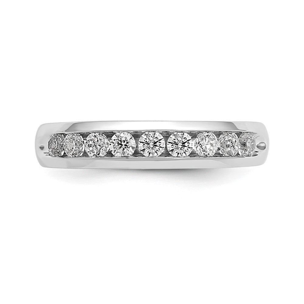 14K White Gold 9-Stone 1/2 carat Round Diamond Complete Channel Band