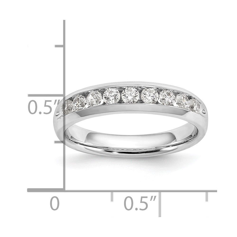 14K White Gold 9-Stone 1/2 carat Round Diamond Complete Channel Band