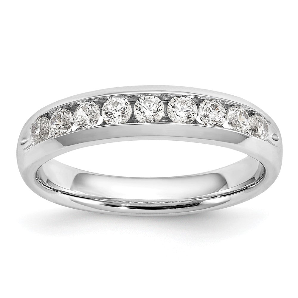 14K White Gold 9-Stone 1/2 carat Round Diamond Complete Channel Band